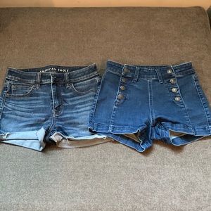 2 pair American Eagle stretch jean shorts size 4